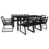 vidaXL 9-delige Tuinset PVC-rattan zwart