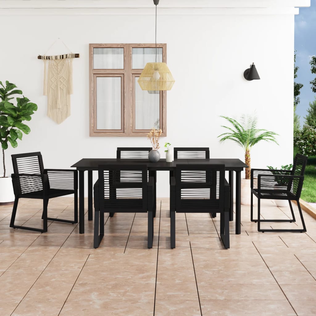 vidaXL 9-delige Tuinset PVC-rattan zwart