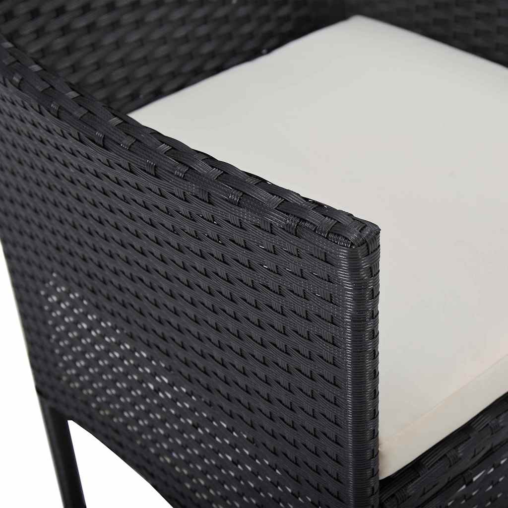 vidaXL 3-Piece Garden Dining Set Poly Rattan and Glass Black