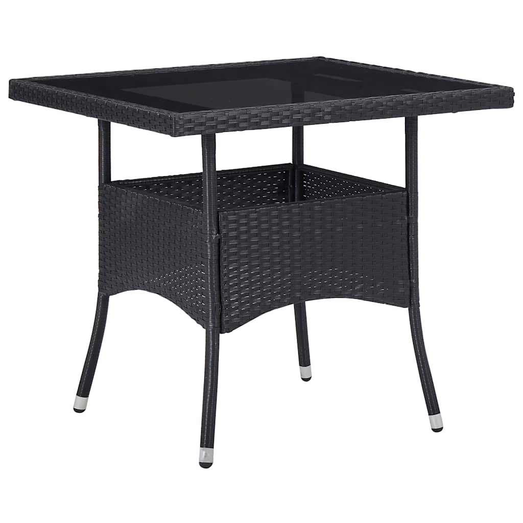 vidaXL 3-Piece Garden Dining Set Poly Rattan and Glass Black