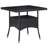 vidaXL 3-Piece Garden Dining Set Poly Rattan and Glass Black