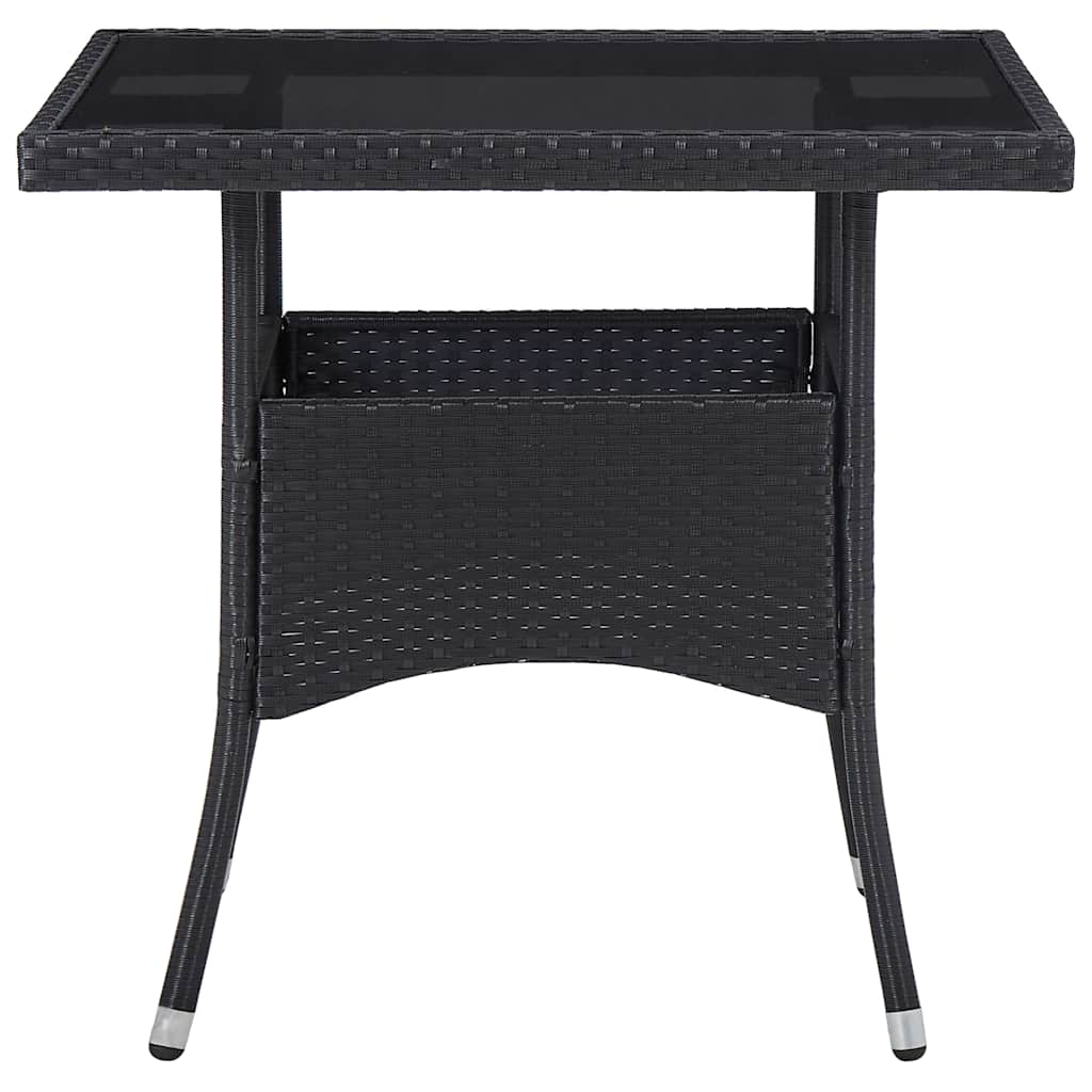 vidaXL 3-Piece Garden Dining Set Poly Rattan and Glass Black
