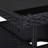 vidaXL 3-Piece Garden Dining Set Poly Rattan and Glass Black