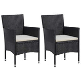 vidaXL 3-Piece Garden Dining Set Poly Rattan and Glass Black