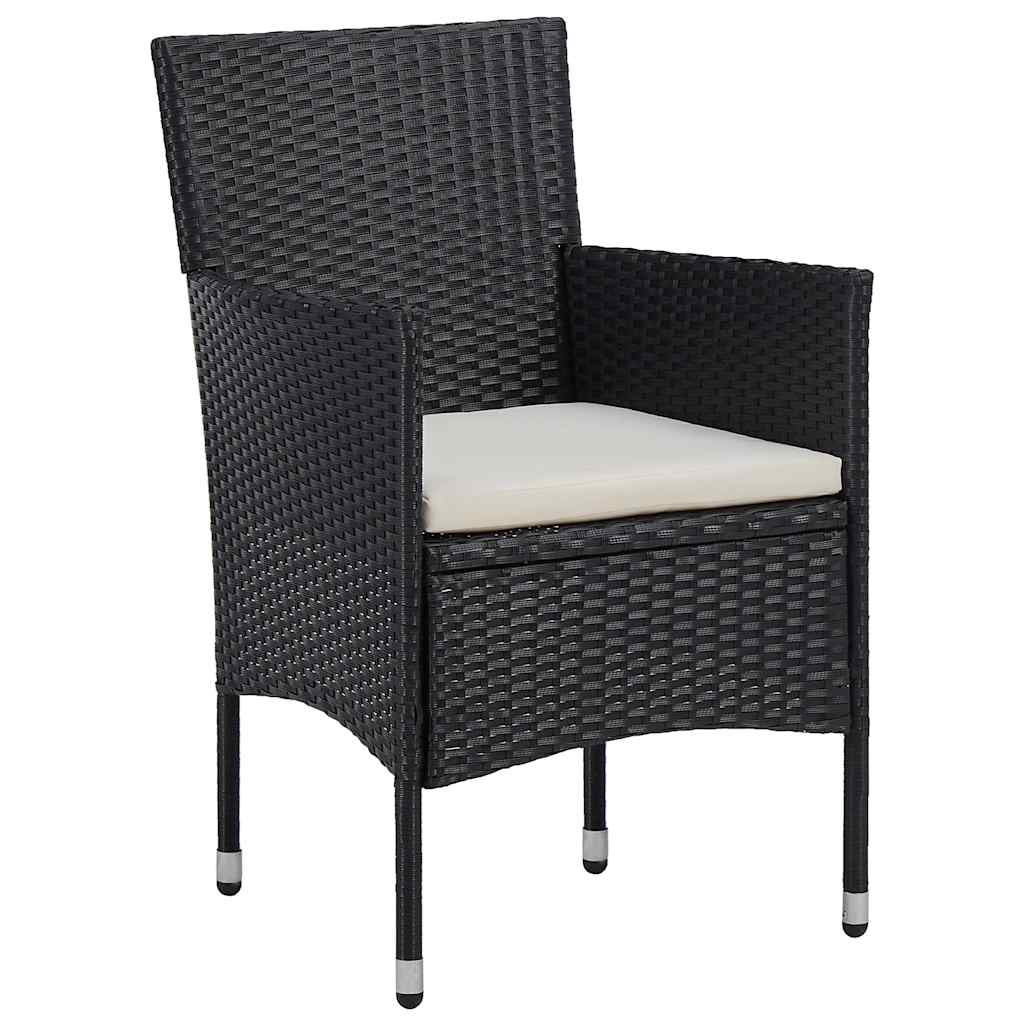 vidaXL 3-Piece Garden Dining Set Poly Rattan and Glass Black