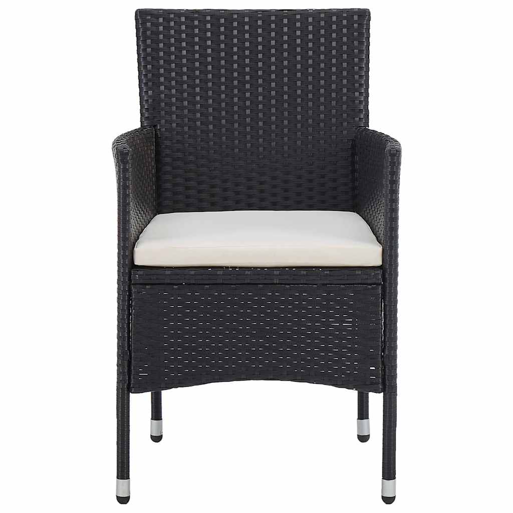 vidaXL 3-Piece Garden Dining Set Poly Rattan and Glass Black