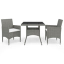 vidaXL 3-Piece Garden Dining Set Poly Rattan and Glass Black