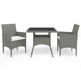 vidaXL 3-Piece Garden Dining Set Poly Rattan and Glass Black