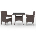 vidaXL 3-Piece Garden Dining Set Poly Rattan and Glass Black