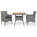 vidaXL 3-Piece Garden Dining Set Poly Rattan and Glass Black