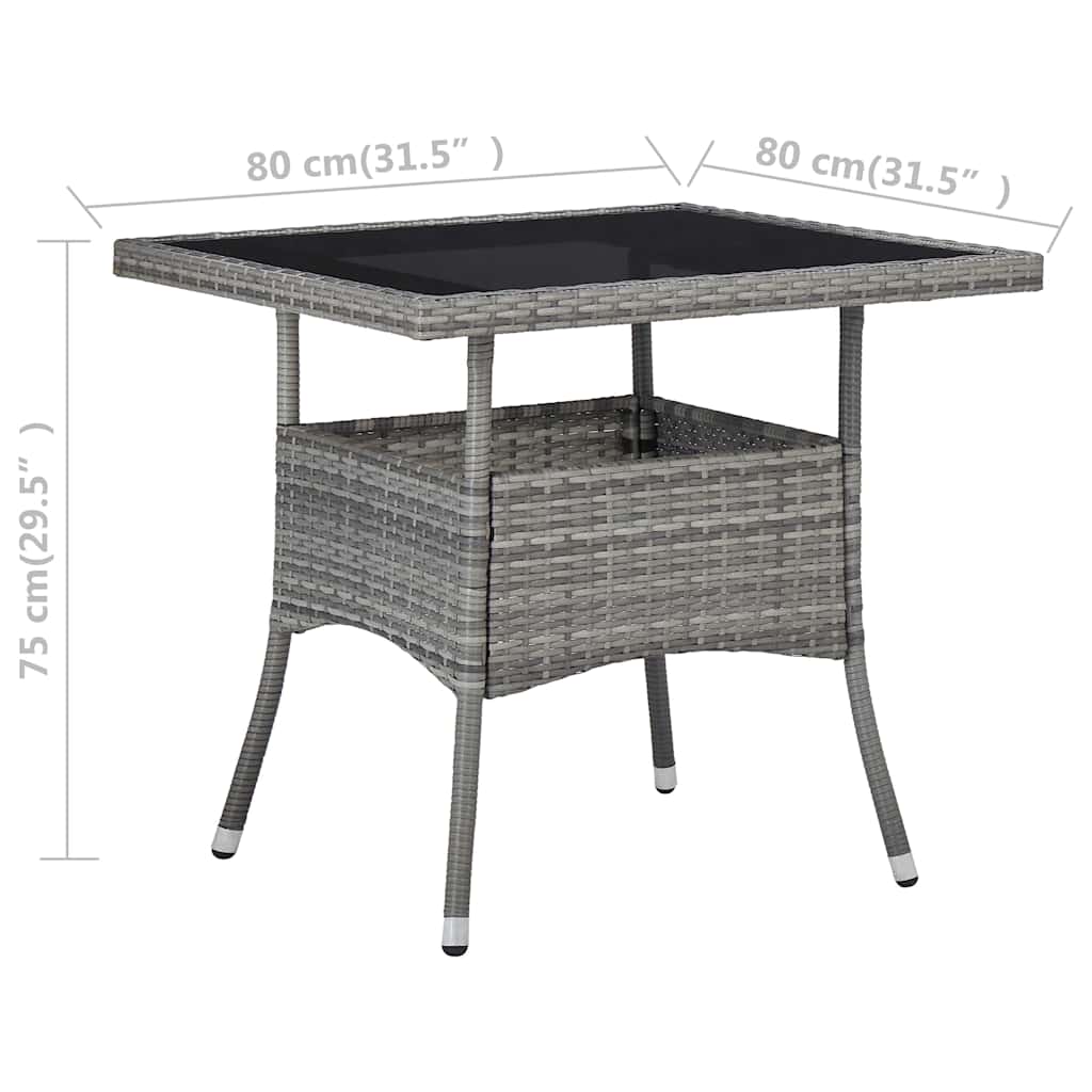 vidaXL 3-delige Tuinset poly rattan en acaciahout zwart