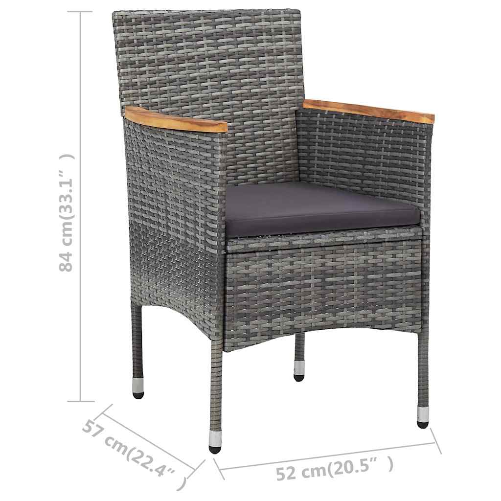 vidaXL 3-delige Tuinset poly rattan en acaciahout zwart