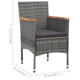 vidaXL 3-delige Tuinset poly rattan en acaciahout zwart