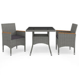vidaXL 3-delige Tuinset poly rattan en acaciahout zwart