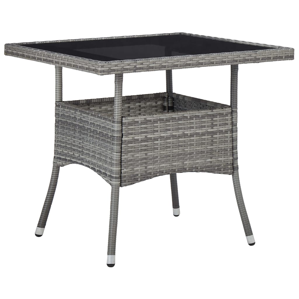 vidaXL 3-delige Tuinset poly rattan en acaciahout zwart
