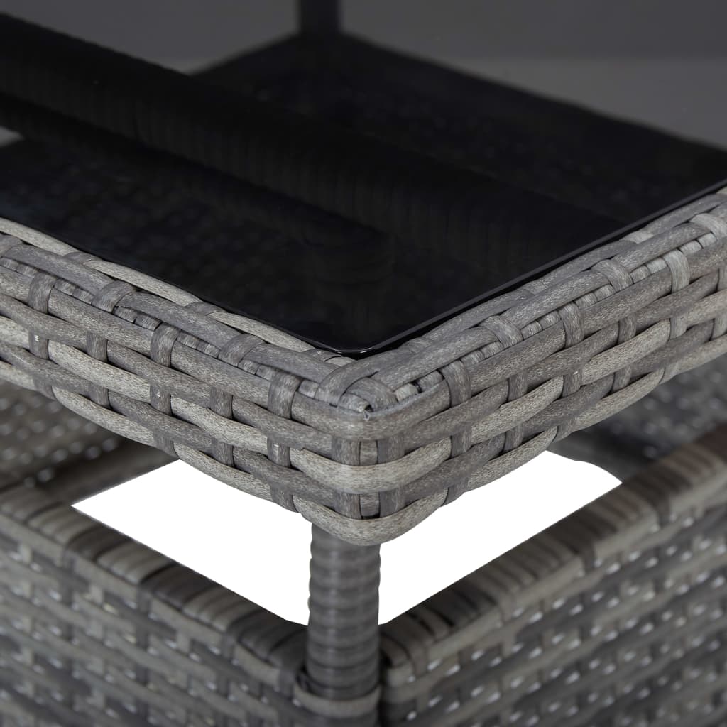 vidaXL 3-delige Tuinset poly rattan en acaciahout zwart