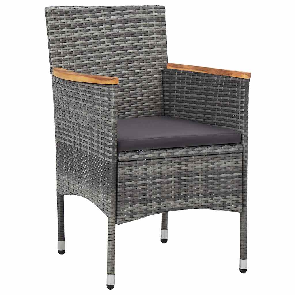 vidaXL 3-delige Tuinset poly rattan en acaciahout zwart