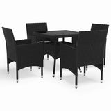 vidaXL 3-Piece Garden Dining Set Poly Rattan and Glass Black