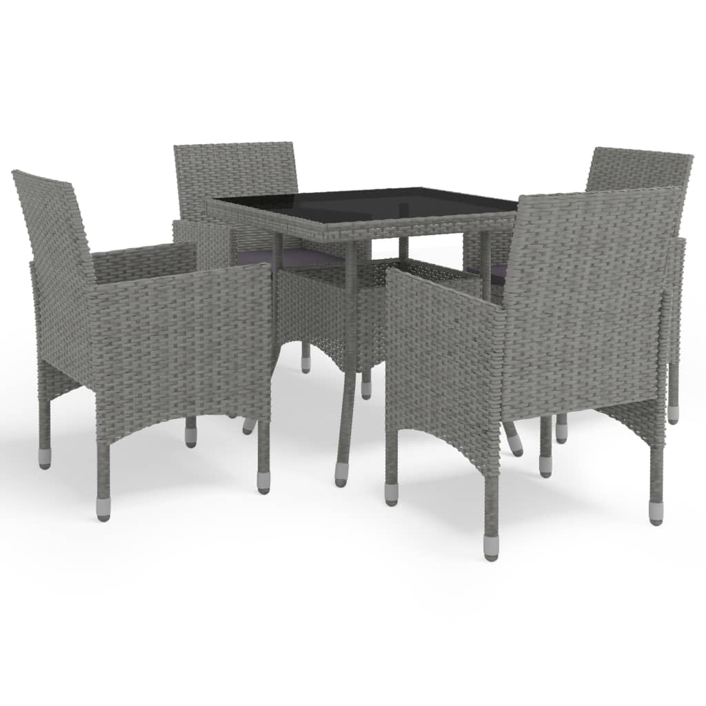 vidaXL 3-Piece Garden Dining Set Poly Rattan and Glass Black