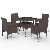 vidaXL 3-Piece Garden Dining Set Poly Rattan and Glass Black