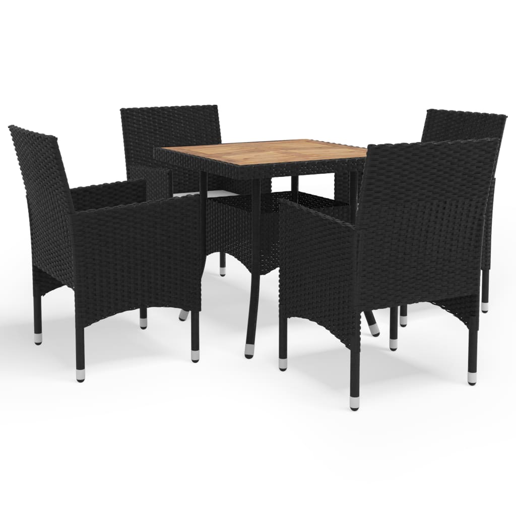 vidaXL 3-Piece Garden Dining Set Poly Rattan and Glass Black