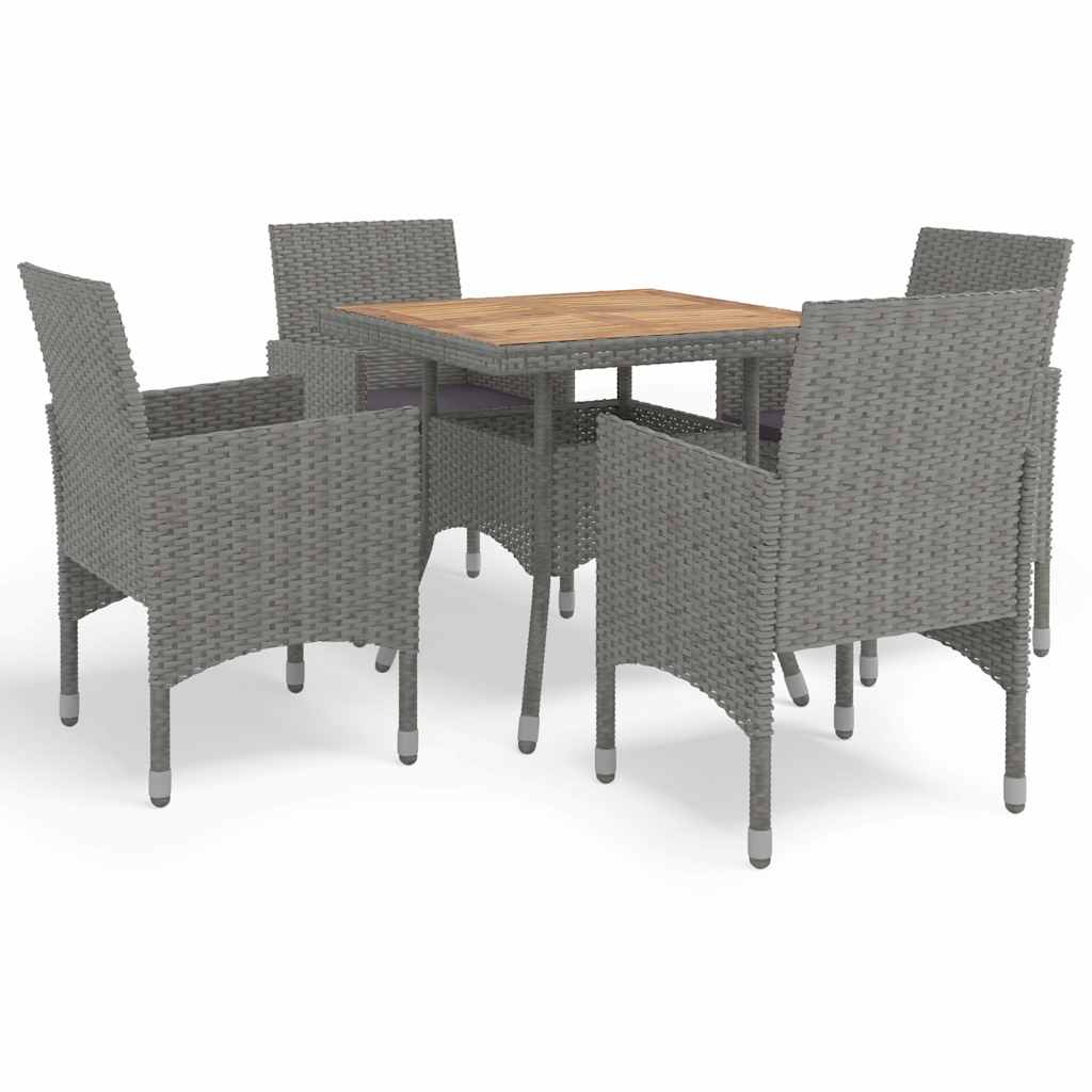 vidaXL 3-Piece Garden Dining Set Poly Rattan and Glass Black