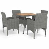 vidaXL 3-Piece Garden Dining Set Poly Rattan and Glass Black