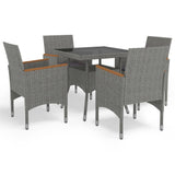 vidaXL 3-delige Tuinset poly rattan en acaciahout zwart