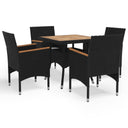 vidaXL 3-delige Tuinset poly rattan en acaciahout zwart