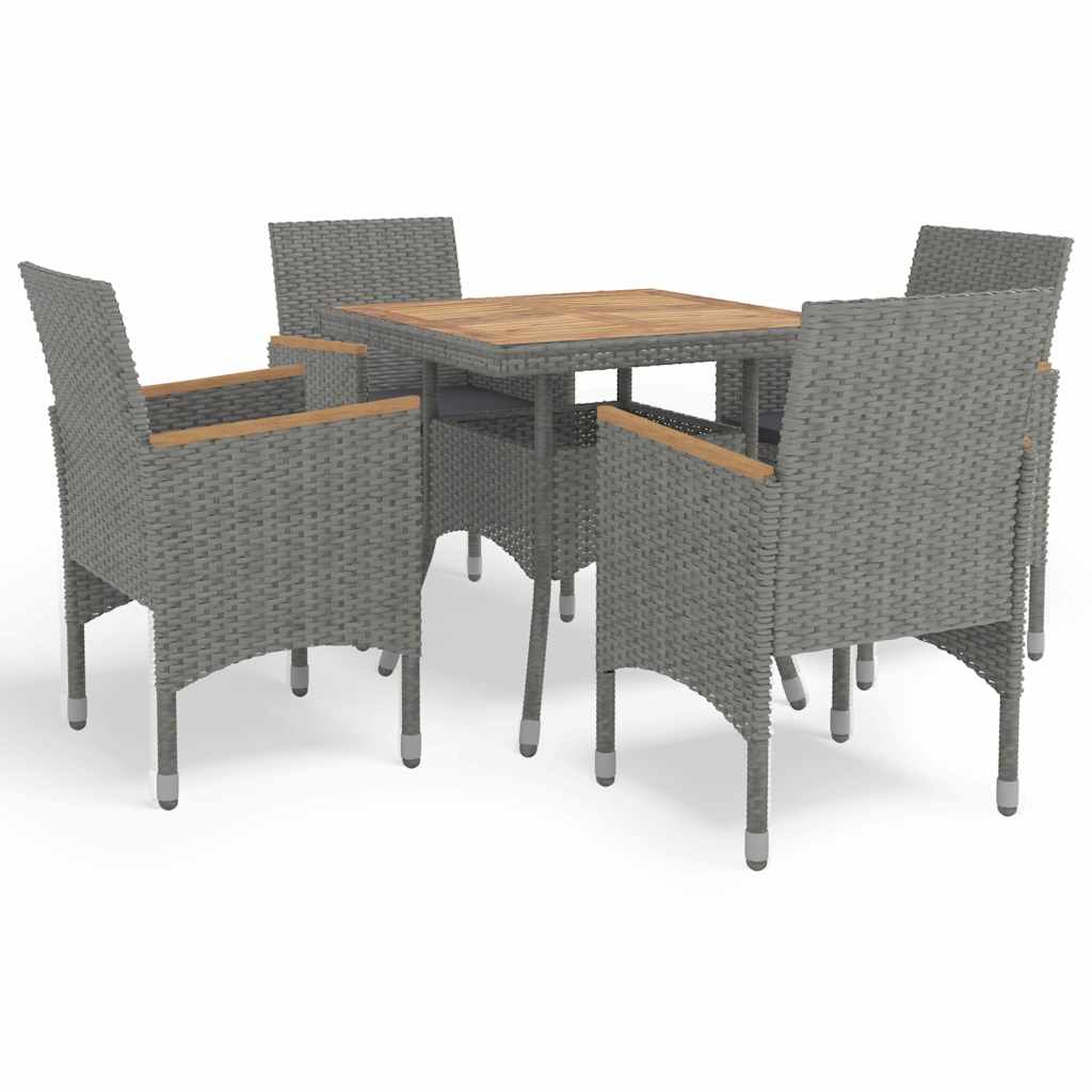 vidaXL 3-delige Tuinset poly rattan en acaciahout zwart