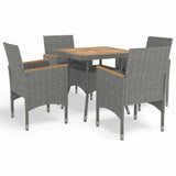 vidaXL 3-delige Tuinset poly rattan en acaciahout zwart