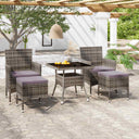 vidaXL 5-delige Tuinset poly rattan en gehard glas zwart