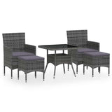 vidaXL 5-delige Tuinset poly rattan en gehard glas zwart