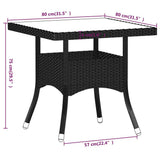 vidaXL 5-delige Tuinset poly rattan en gehard glas zwart