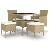 vidaXL 5-delige Loungeset poly rattan beige
