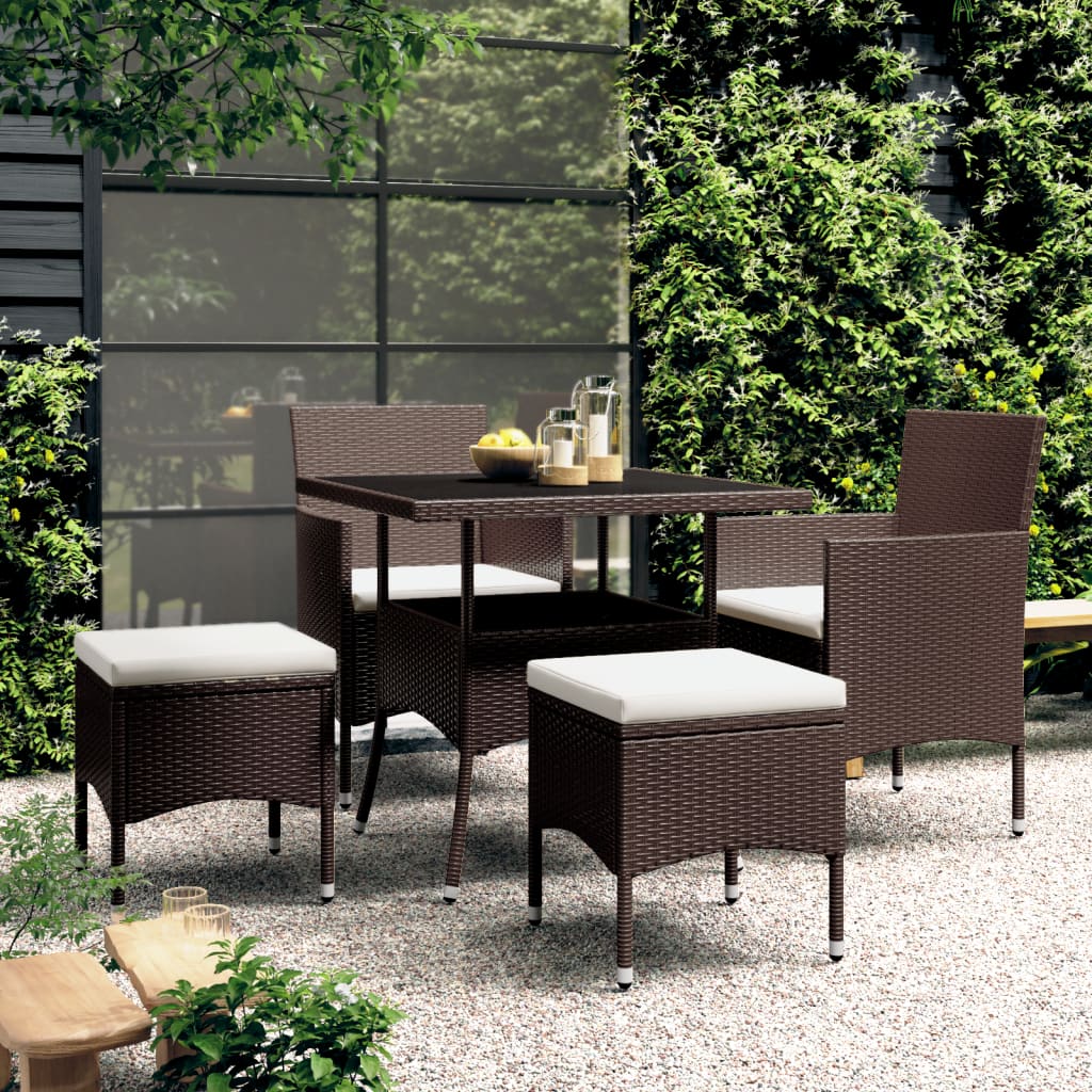 vidaXL 5-delige Loungeset poly rattan beige