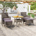 vidaXL 5-delige Tuinset poly rattan en gehard glas zwart