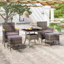 vidaXL 5-delige Tuinset poly rattan en gehard glas zwart