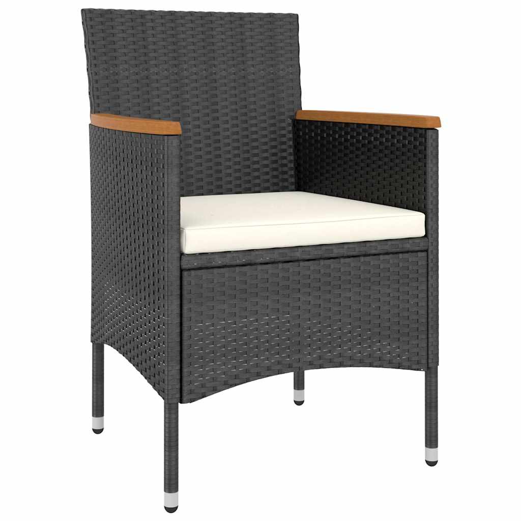 vidaXL 5-delige Tuinset poly rattan en gehard glas zwart
