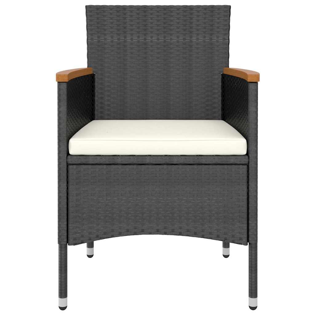 vidaXL 5-delige Tuinset poly rattan en gehard glas zwart