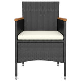 vidaXL 5-delige Tuinset poly rattan en gehard glas zwart