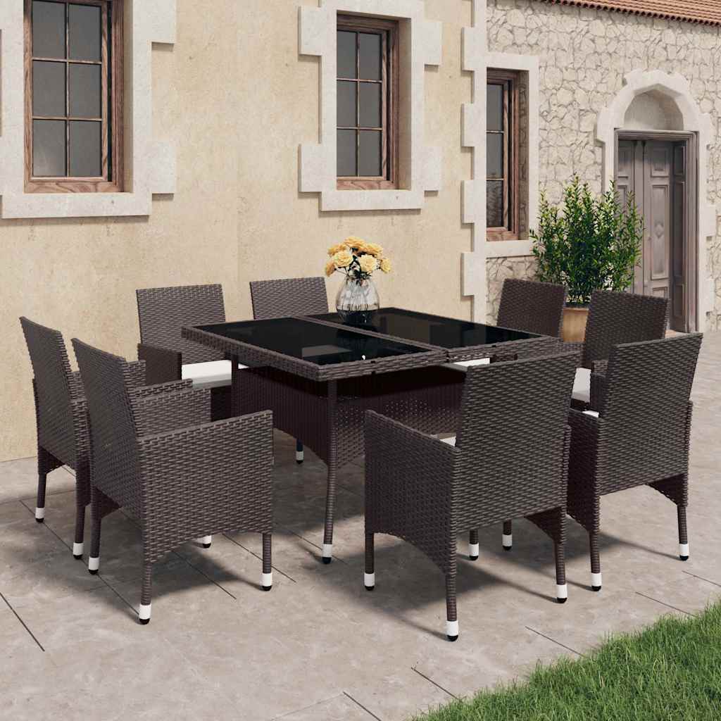 vidaXL 3-Piece Garden Dining Set Poly Rattan and Glass Black
