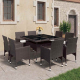 vidaXL 3-Piece Garden Dining Set Poly Rattan and Glass Black
