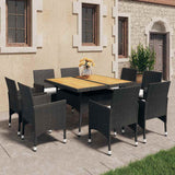 vidaXL 3-Piece Garden Dining Set Poly Rattan and Glass Black