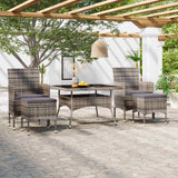 vidaXL 5-delige Tuinset poly rattan en gehard glas zwart