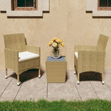 vidaXL 3-delige Bistroset poly rattan en gehard glas zwart