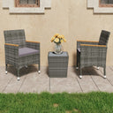 vidaXL 3-delige Bistroset poly rattan en gehard glas zwart