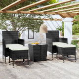 vidaXL 3-delige Bistroset poly rattan en gehard glas zwart