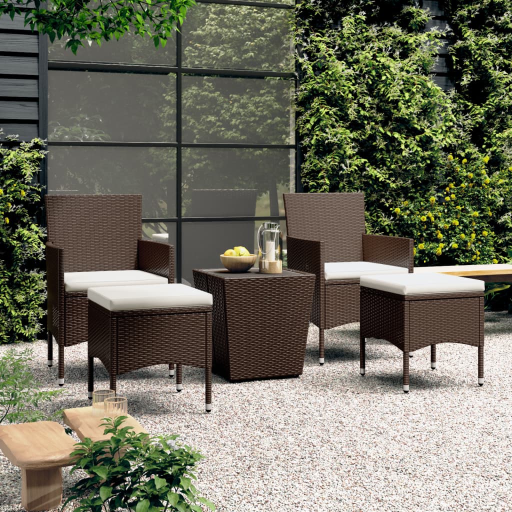 vidaXL 3-delige Bistroset poly rattan en gehard glas zwart
