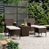 vidaXL 3-delige Bistroset poly rattan en gehard glas zwart